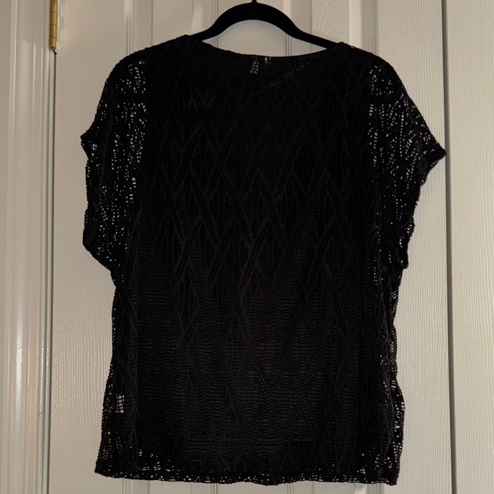Sheer Black Lace Overlay Top – Size PXL - Picture 2 of 5